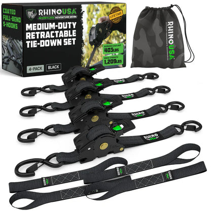 1" x 10' Retractable Ratchet Straps