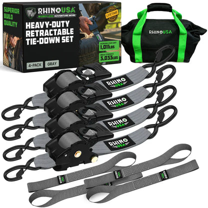 1" x 10' Retractable Ratchet Straps